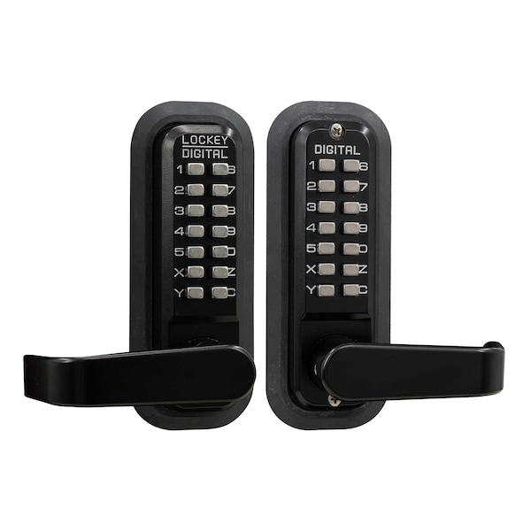 Mechanical Keyless Lever Lock W/ Passage Double Combination Jet Black Marine Grade